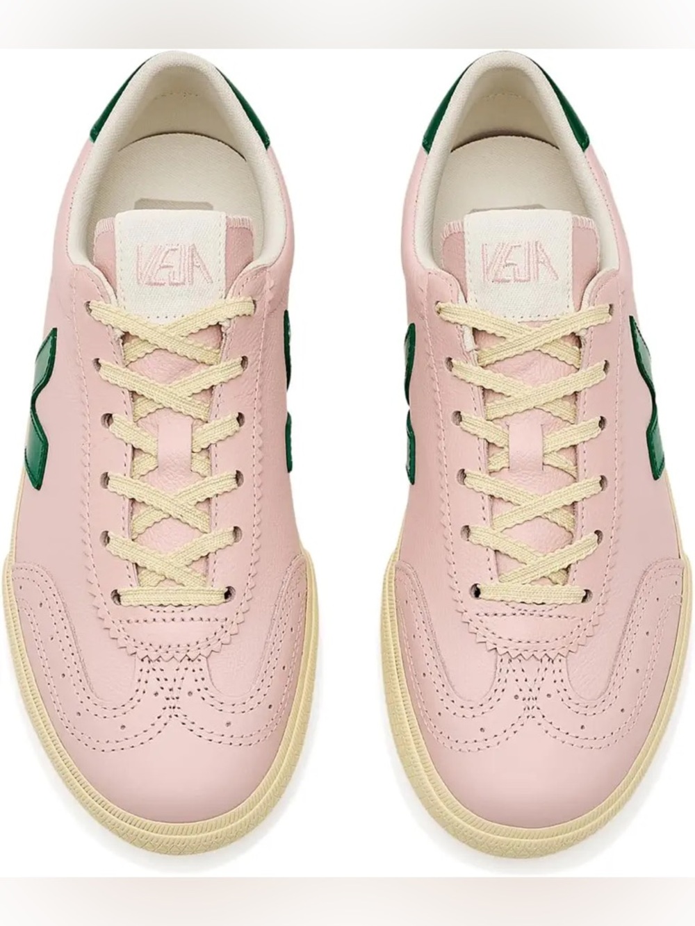 NWT - Veja Volley Leather Sneaker -Pink & Green (sz 6 / 37) - Picture 12 of 16